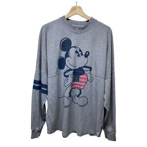 Disney Mickey Mouse Spirit Jersey‎ Sz L Adults Long Sleeve Shirt American Flag